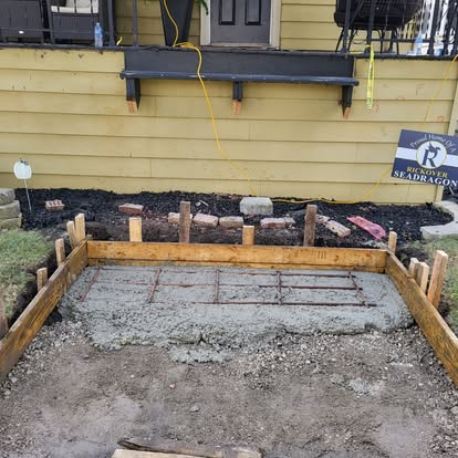 Foundation formwork with rebar ready for pour