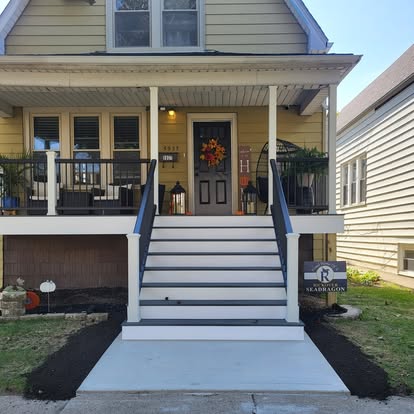 Completed concrete porch and steps - Chicago residential project